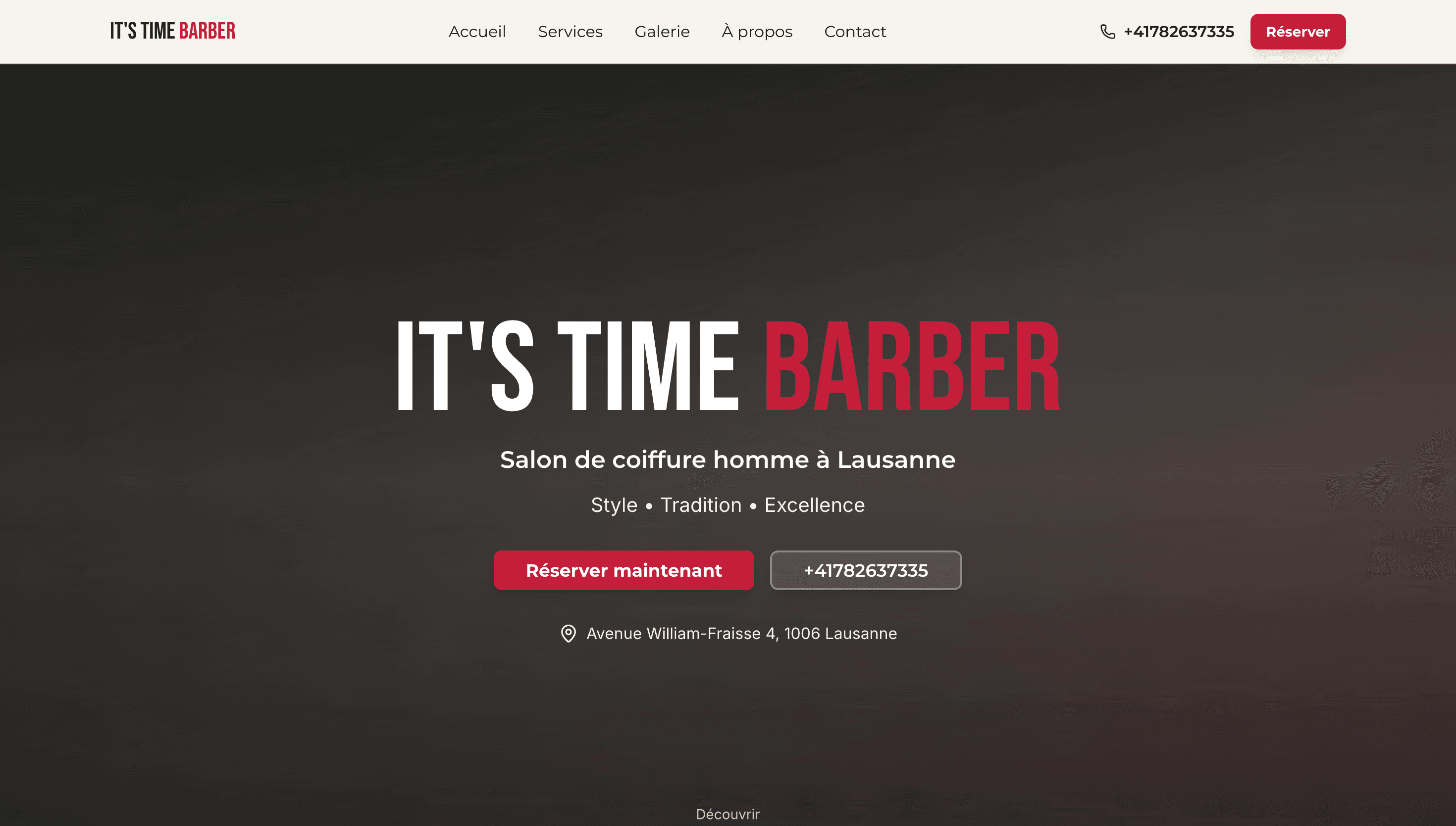 IT'S TIME BARBER - Site Web Moderne pour Salon de Coiffure